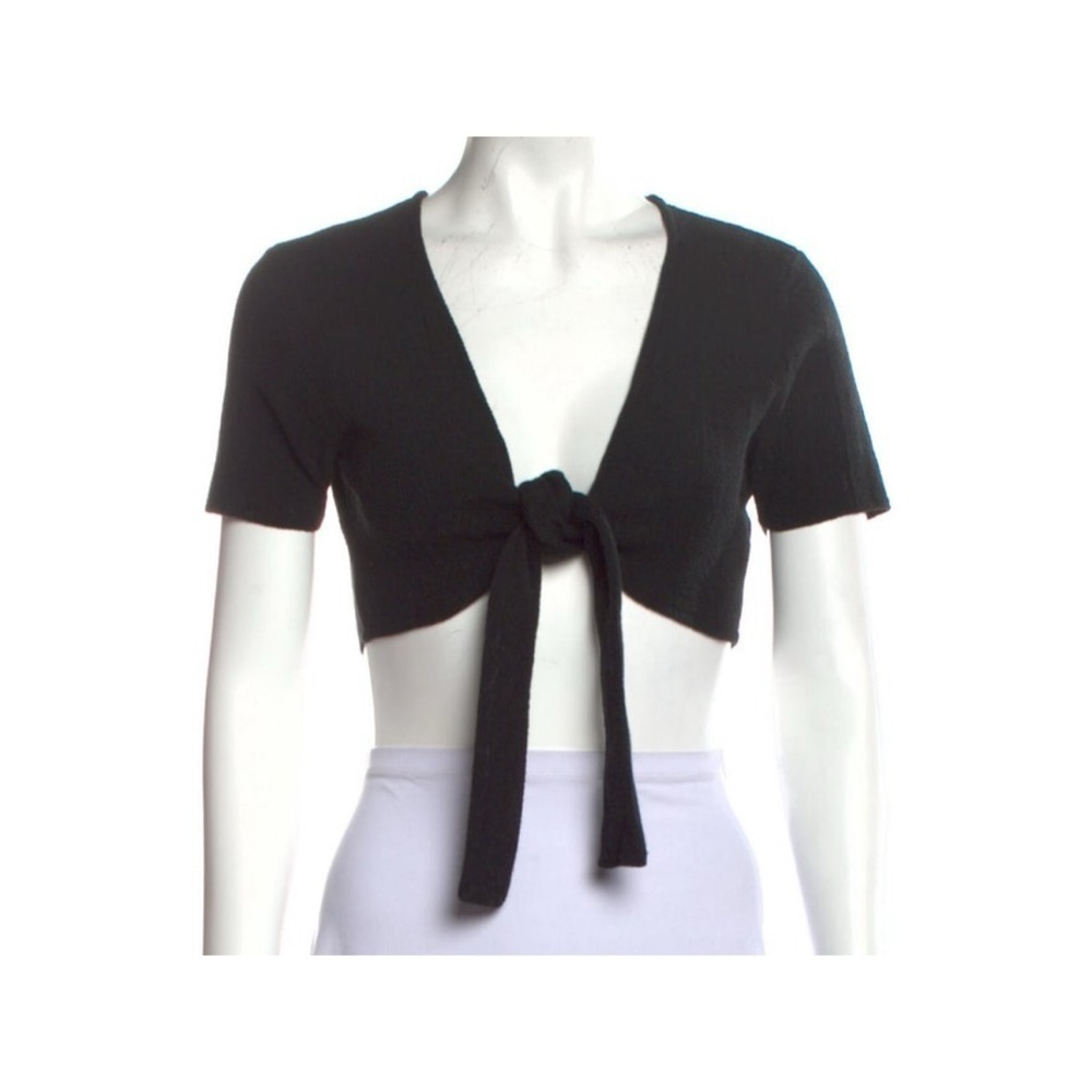 Solid & Striped Tie Front Knitted Crop Top Black Size Small New